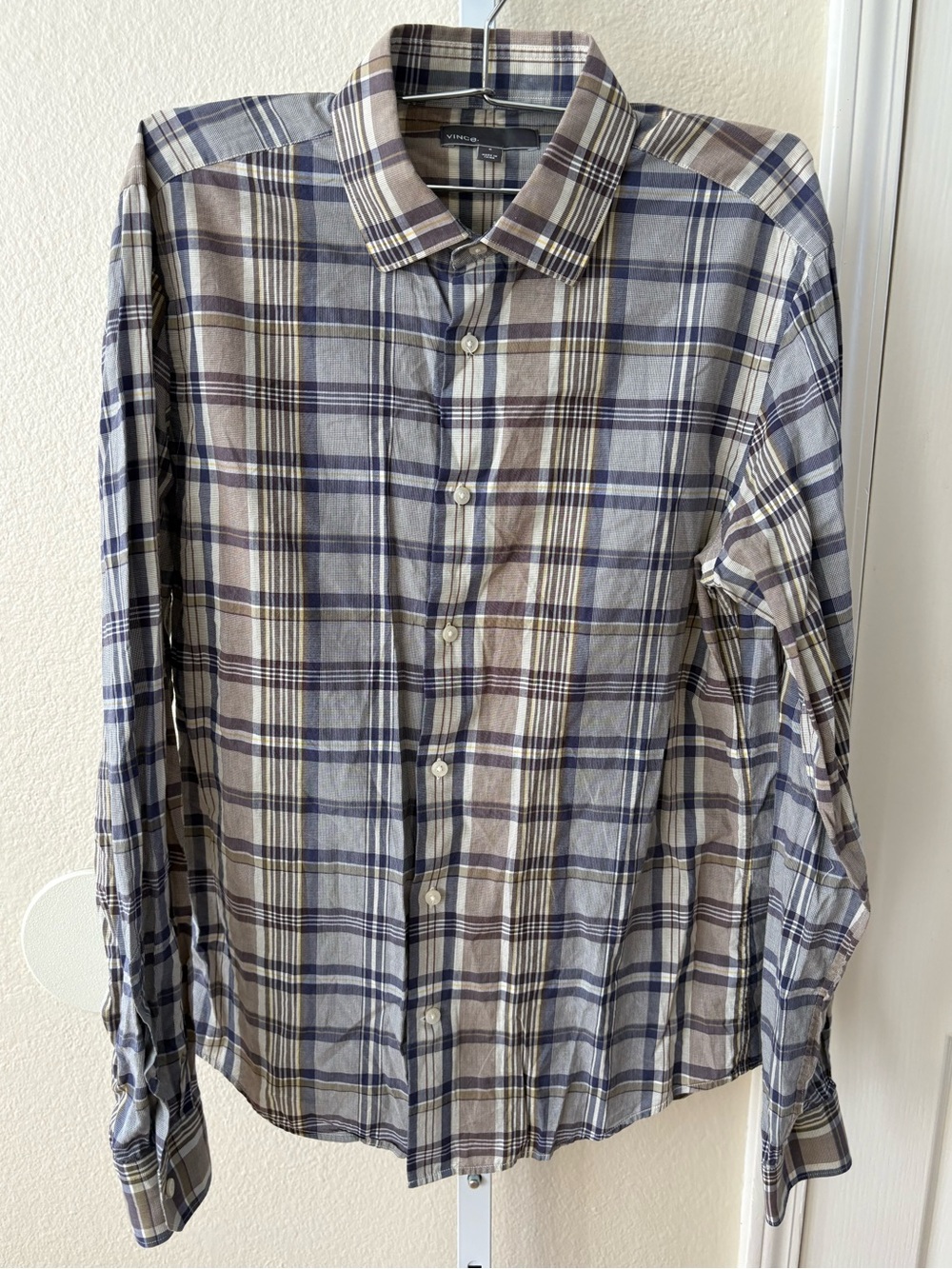 Vince. Cotton Long Sleeve Plaid Button-down Shirt - Size S